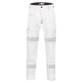 BAD ATTITUDE™ SLIM FIT WHITE NIGHT WORK PANTS WITH 3M TAPE