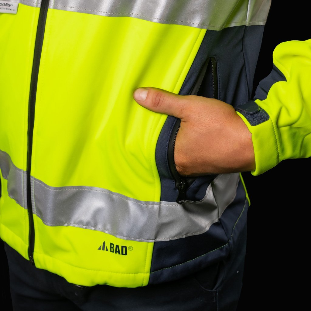 BAD WATERPROOF HI-VIS SOFTSHELL JACKET WITH 3M TAPE