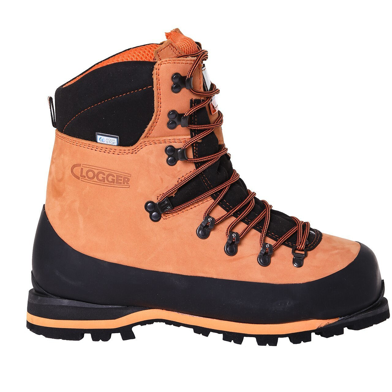 Clogger Altitude Gen2 chainsaw boot multi-zone lacing system with ball bearing loops and speed hooks
