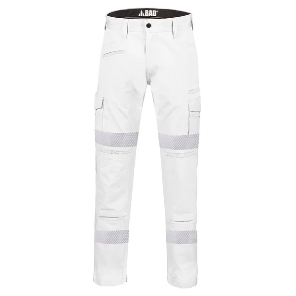 BAD ATTITUDE™ Slim Fit White Night Work Pants with 3M Tape