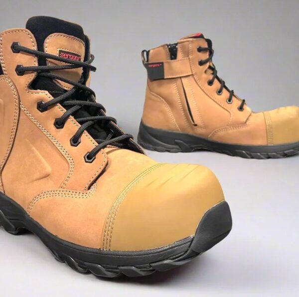 Ergonx Safety Boots - Helium Tan Toe | Lightweight Lace-Up Work Boots